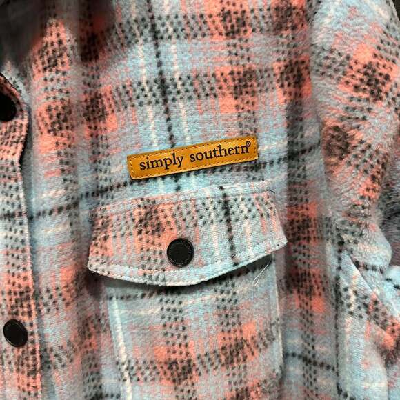 Simply Southern Pink and Gray Plaid Shacket - Picture 3 of 5